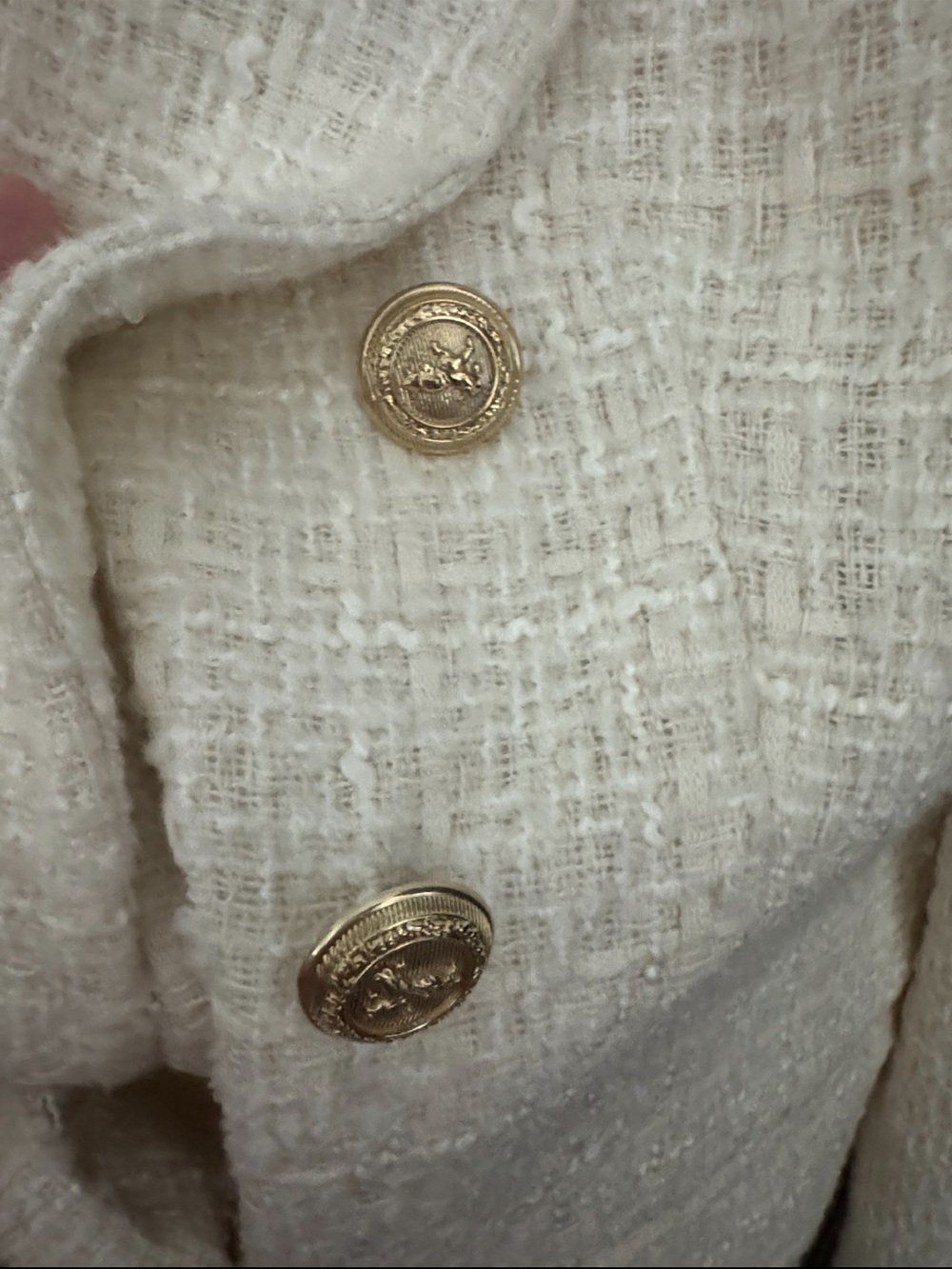 Zara Textured Cream Double-Breasted Blazer with Gold Buttons – XL - Picture 3 of 9